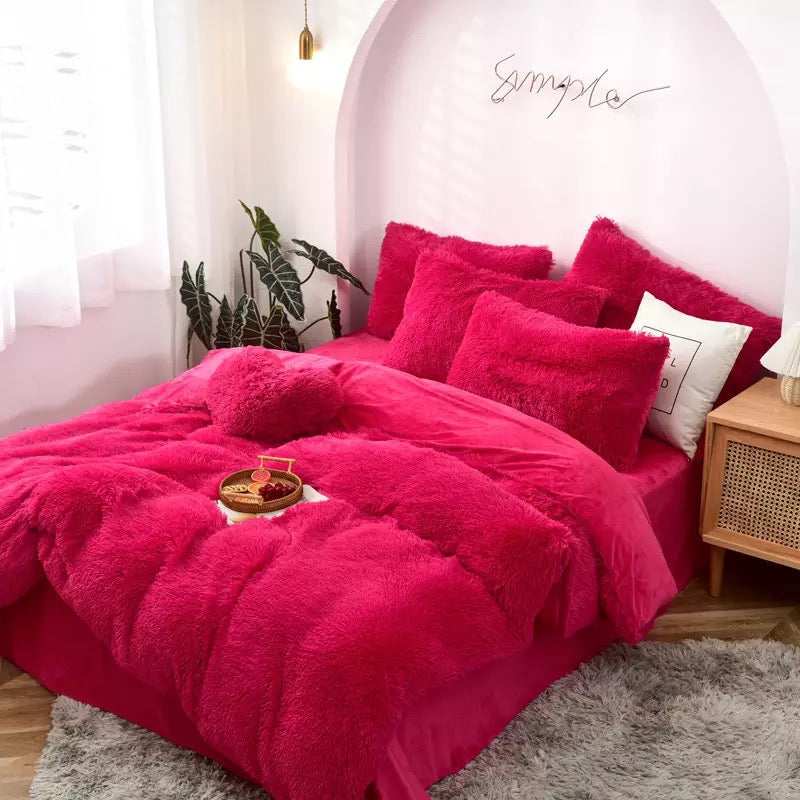 Adores Shaggy Hot Pink Bedding - adoreclassy
