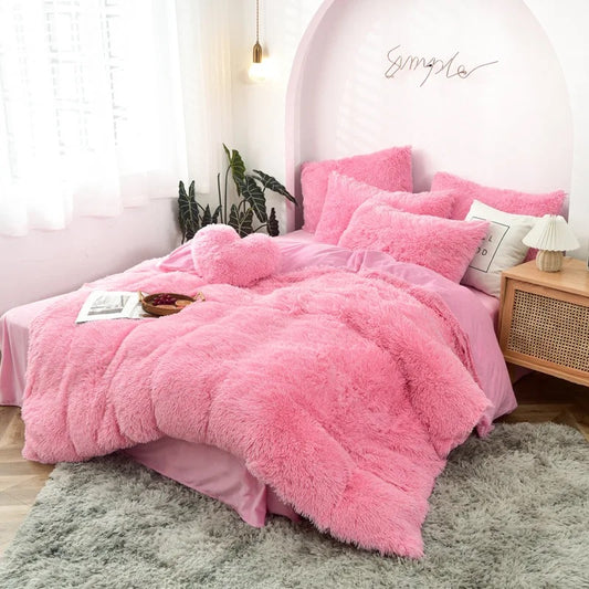 Adores Shaggy Baby Pink Bedding - adoreclassy